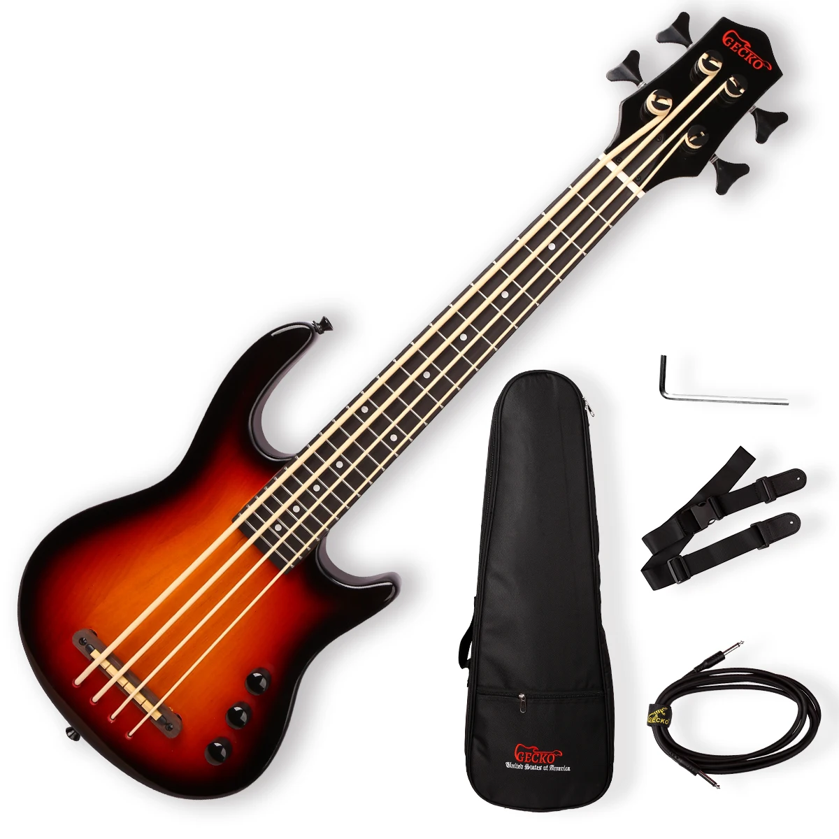 4-String UBASS Electric Bass Guitar Kit Custom Sunburst Design Tremolo Bridge Cheap Maple Ash Sides Mahogany Music Use