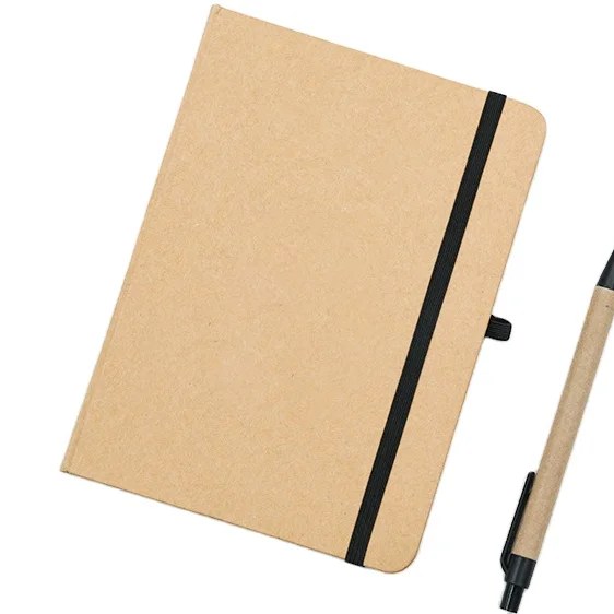 Custom A5  kraft paper notebook with pen eco-friendly notebook journal