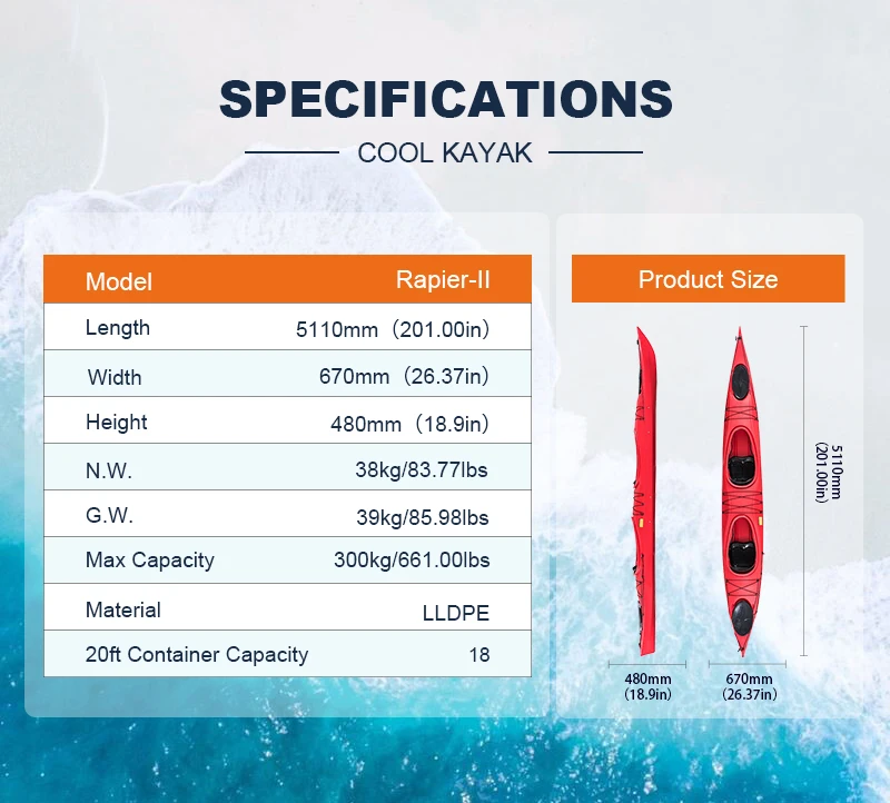 Sea kayak Rapier two person 2 plastic with paddle sit in rowing boats for ocean kayak suitable for most normal people have fun