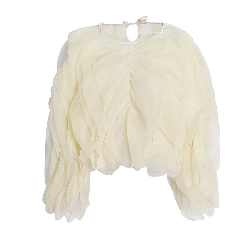 Готовая к отправке корейская модная женская блузка с оборками
