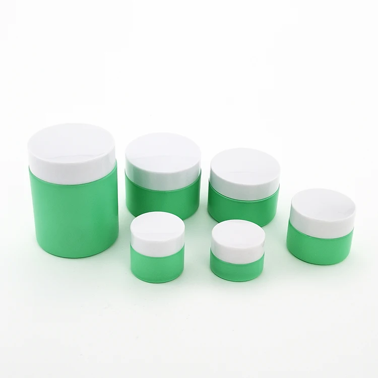 Cosmetic packaging container 5 10 15 20 30 50 100 gram pink green blue lip scrub body butter glass cream jar with plastic lid