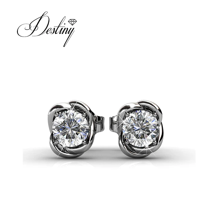 Sterling Silver 925 Premium Austrian Crystal Jewelry Dream Catcher Flower Fancy Simple Designed Earrings Destiny Jewellery