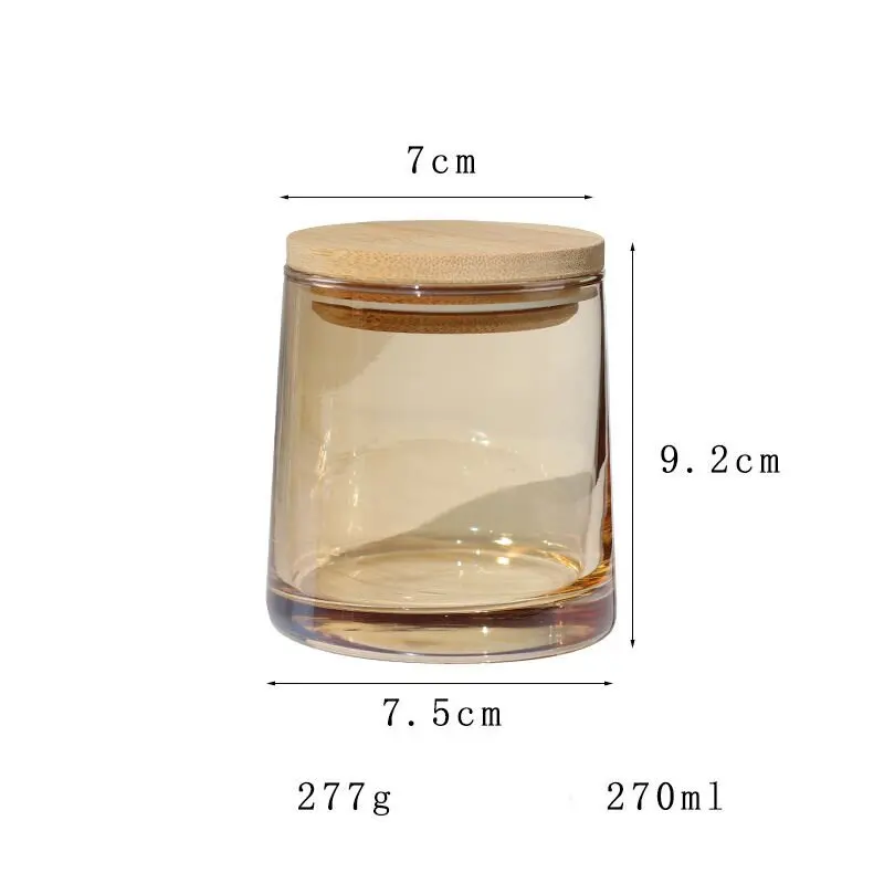 Customization Iridescent 270ml Empty Luxury Glass Candle Jars For Candle Candle Container With Wooden lid