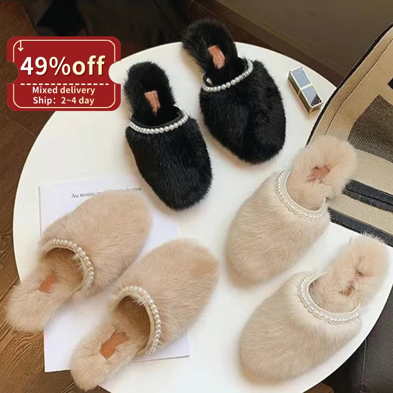 Latest girl footwear design ladies shoes flat sandals fashion women slide sandal female fur slippers