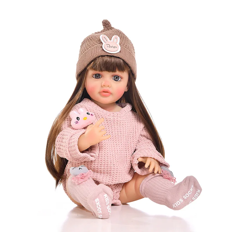 55cm Full Body Soft Silicone Popular Sweet Face Reborn Baby Birthday Gift  Reborn Dolls