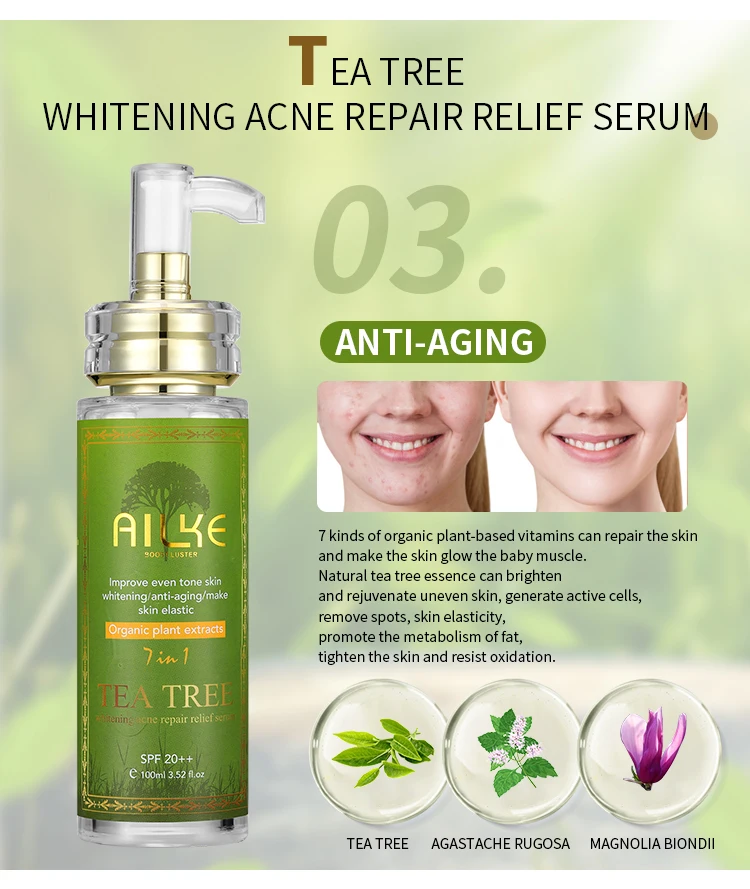 Ailke Private Label Anti Acne Fix Relieve Whitening Tea Tree Serum 100ML