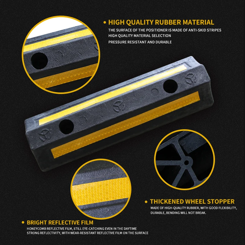 Parking Stopper for Garage Floor, Blocks Car Wheels as Parking Aid and Stops the Tires, acting as Rubber Plastic Parking Curbs