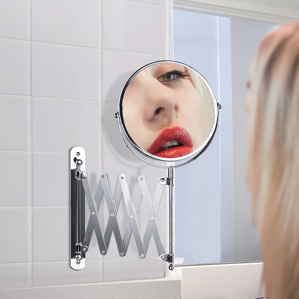 Ножницы выдвижное Двойное боковое настенное зеркало для ванной комнаты с увеличительным зеркалом