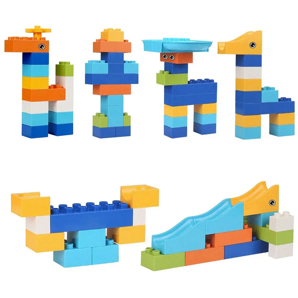 
55-110 Pieces Marble Run Building Blocks Construction Toys Set Race Track For Kids Marble Roller Coaster Blocks Toy 