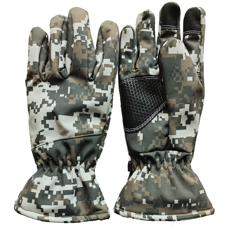Winter Ski Warm Waterproof Drop Grab Fleece Soft-Shell Leather Shark Mountaineering Outdoor Tactical Gloves For Protection