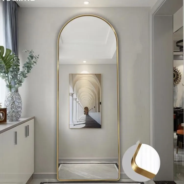 WINER M&G 50*160cm Oval Arch Metal Aluminum Framed Full Length Mirror Floor Standing Mirror