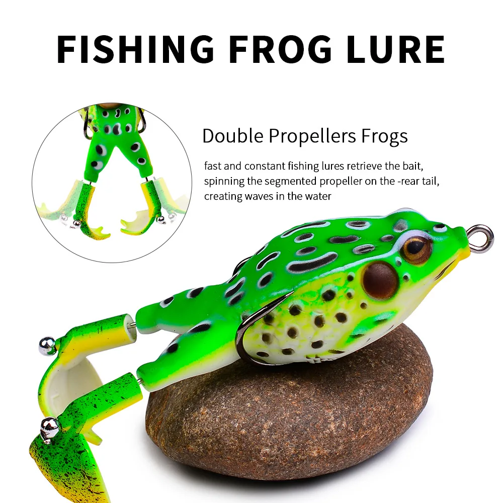 Wholesale Frog Topwater Soft Lure 12 Color Bionic Lure Spinning Double Propeller whopper Frog Lures Artificial Frog Soft Bait