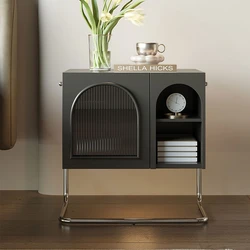 High quality Nordic Modern Durable Bedroom Furniture Metal Display Cabinet Nightstand Glass Bedside Table