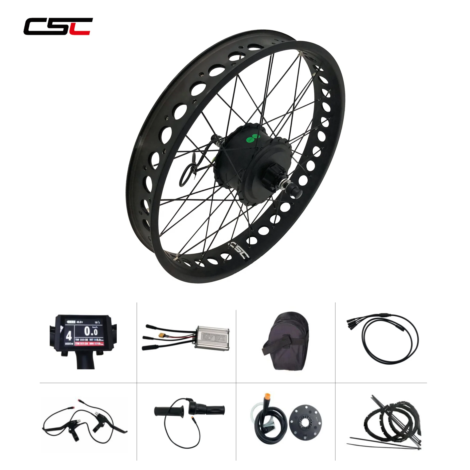 36V waterproof  brushless gear smart light hub motor Snow Electric bicycle conversion Fat wide e Bike Kit 250W 350W 500W
