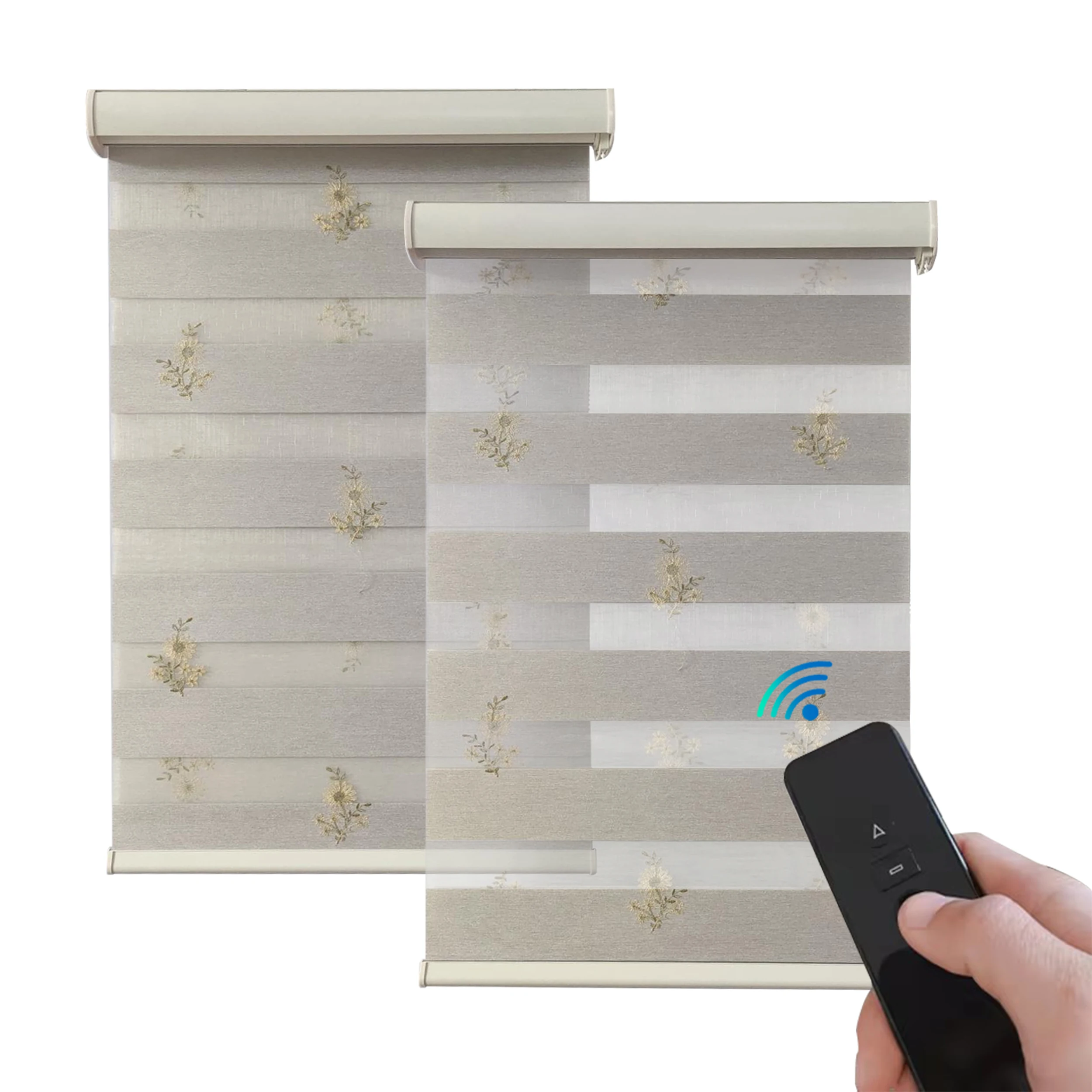 Jacquard flower pattern zebra blinds wifi control motorized dual zebra blinds