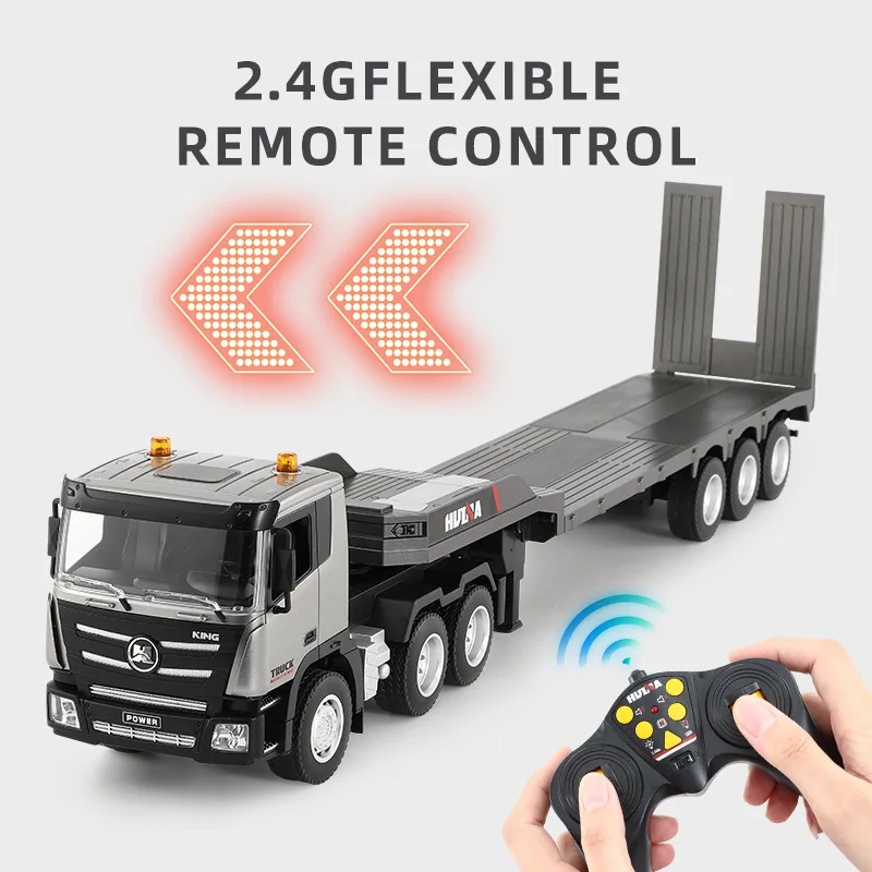 KW Huina 1318 1/24 RC Trailer Truck Tractor 9Channel Alloy Remote Control Flatbed Truck Semi tractor Transport Engineering Truck