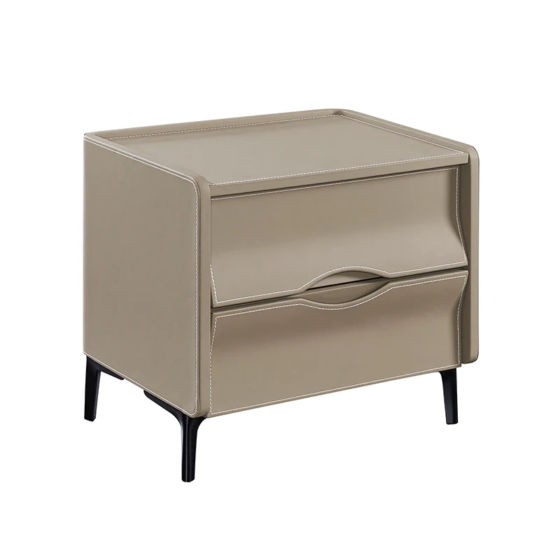 Luxury Modern Bedroom Furniture Wood Frame Leather Night Stand Bed Side Table For Hotel Home