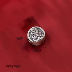 3D tiger scattered beads 999 Sterling Silver retro lovely animal beads DIY jewelry accessories wholesale