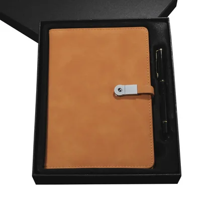A5 PU Leather Cover Costom Logo Journal Dairy Note Book With Pen Business Notebook Gift Box Set