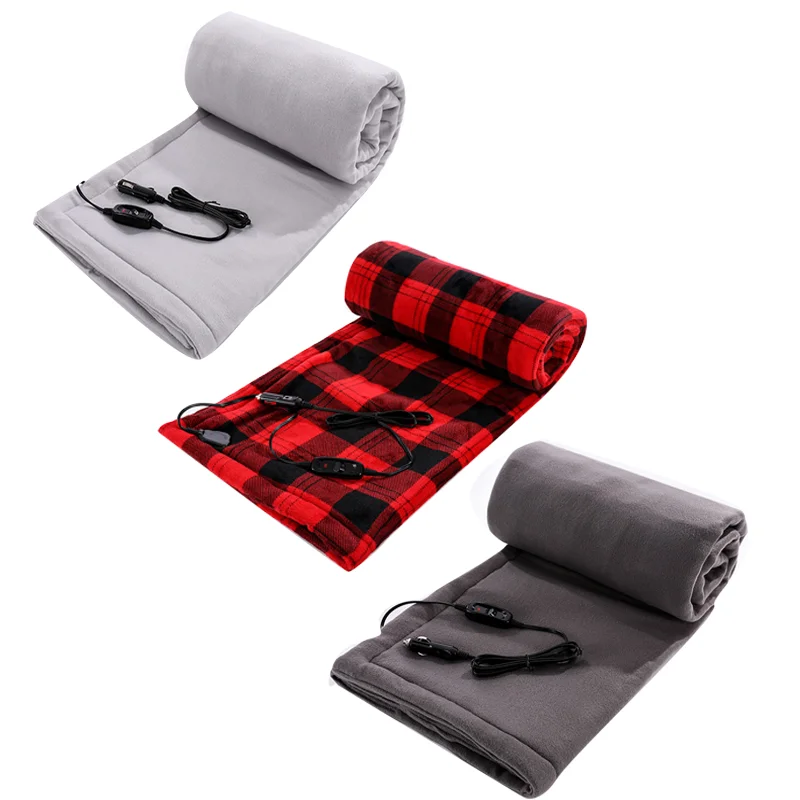blue polyester 12 volt electric heated car blanket