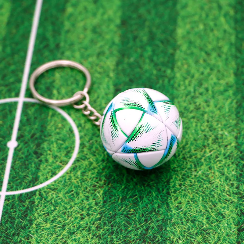 Custom wholesale 3D soccer ball key chains hard plastic ABS football keychain