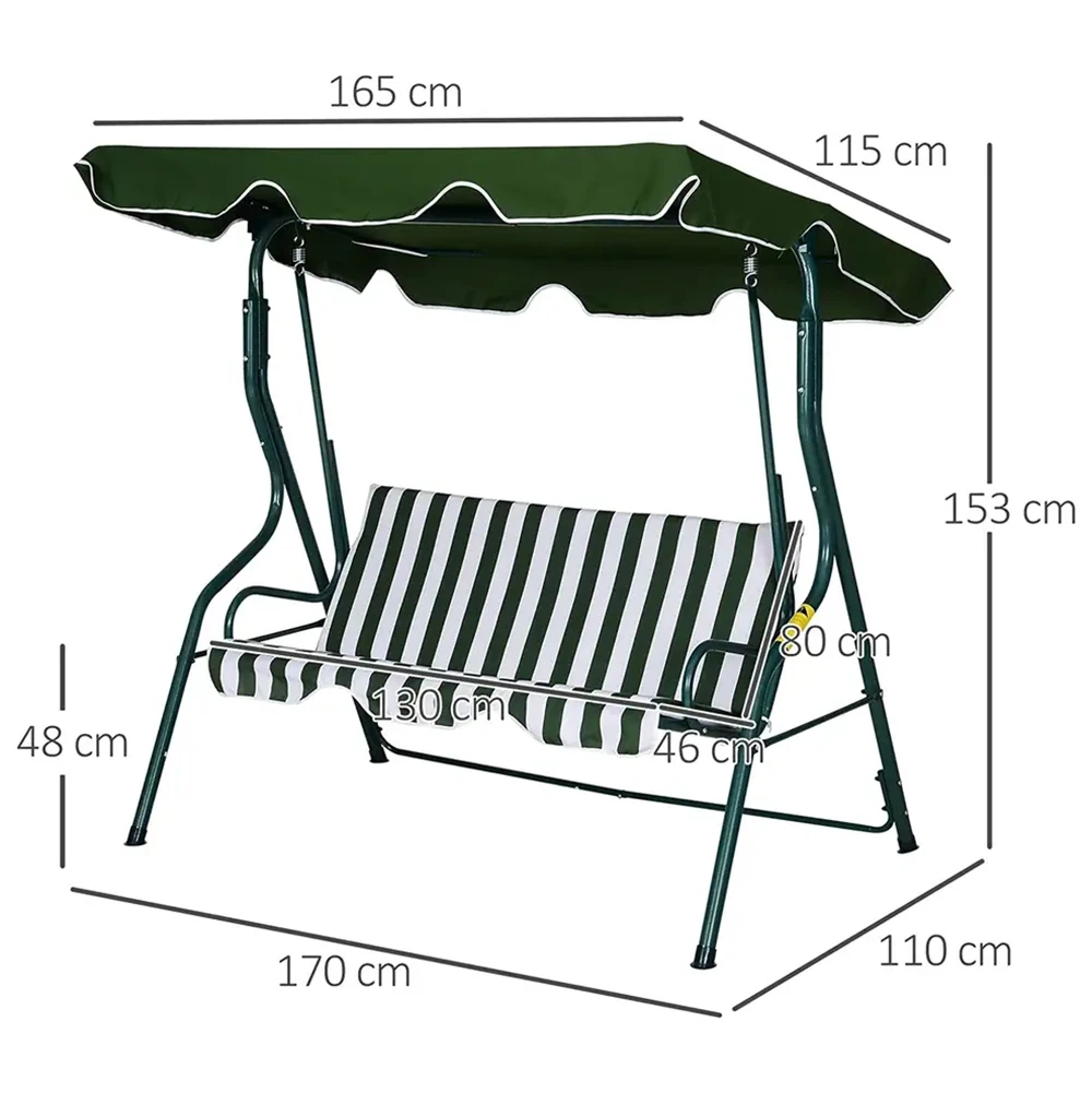 Outdoor Furniture Beach 3 Person Seater Chair Garden Patio Swing Chair