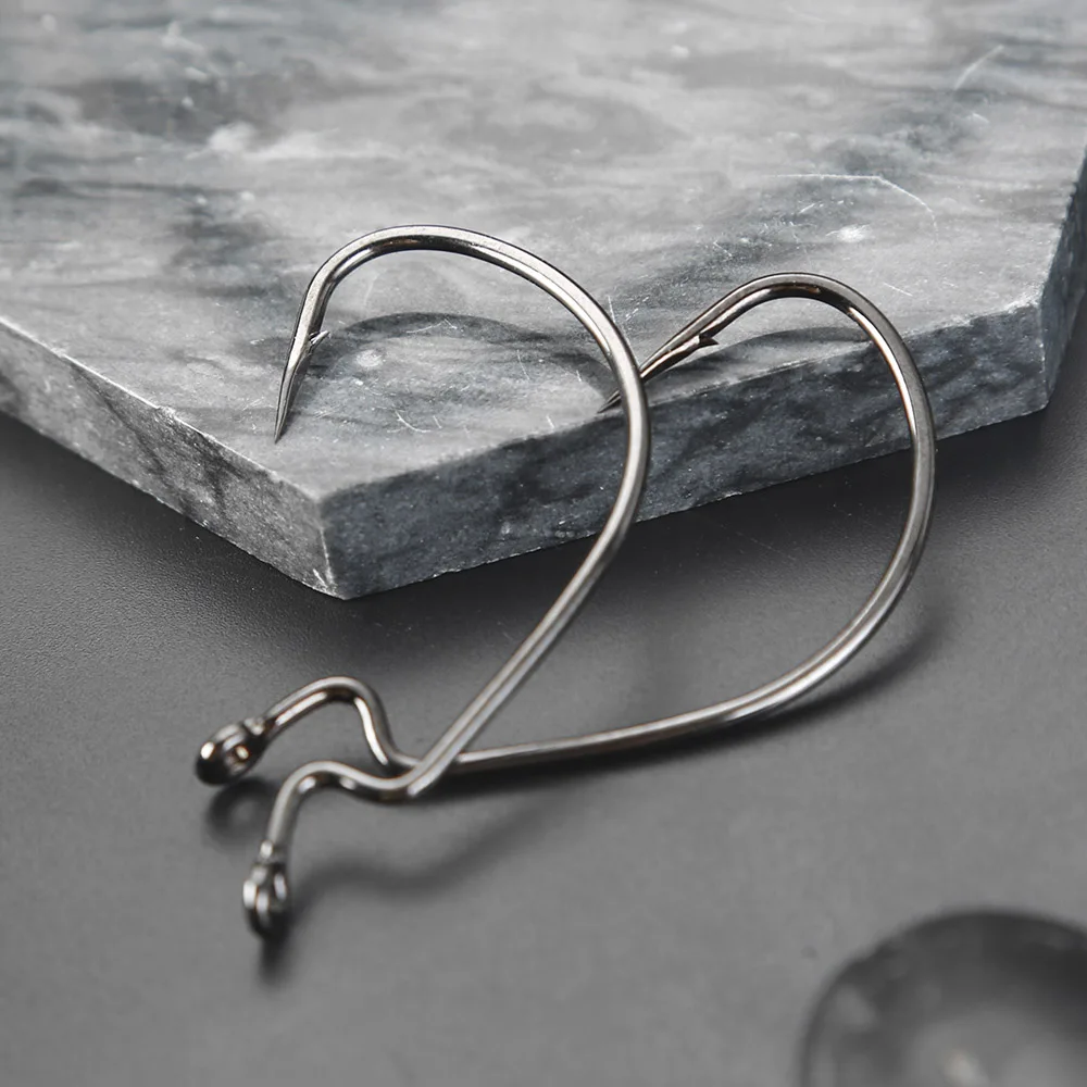 JOHNCOO 500pcs/bag 5/0-10/0 High Carbon Steel Fishing Crank Hook Blood Barbed Crank Hook for Soft Bait Lure Hook Fishing