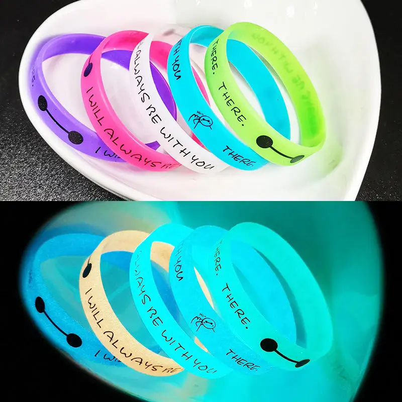 Custom Logo Color Size Glow In Dark Silicone Glowing Bracelet Custom luminous silicone wristband