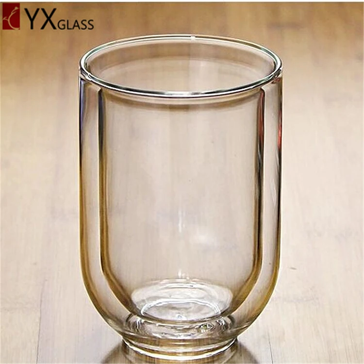 
2019 Popular 250ml handmade heat-resistant double wall glass cups 