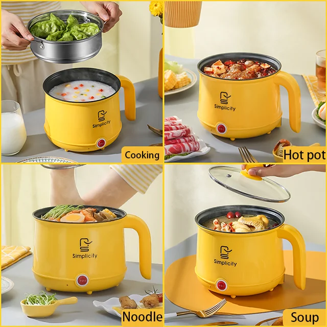 Custom Logo Mini Multifunction Travel Soup Heating Noodle Rice Cooker Table Electric Stock Cooking Electric Hot Pot with Steamer