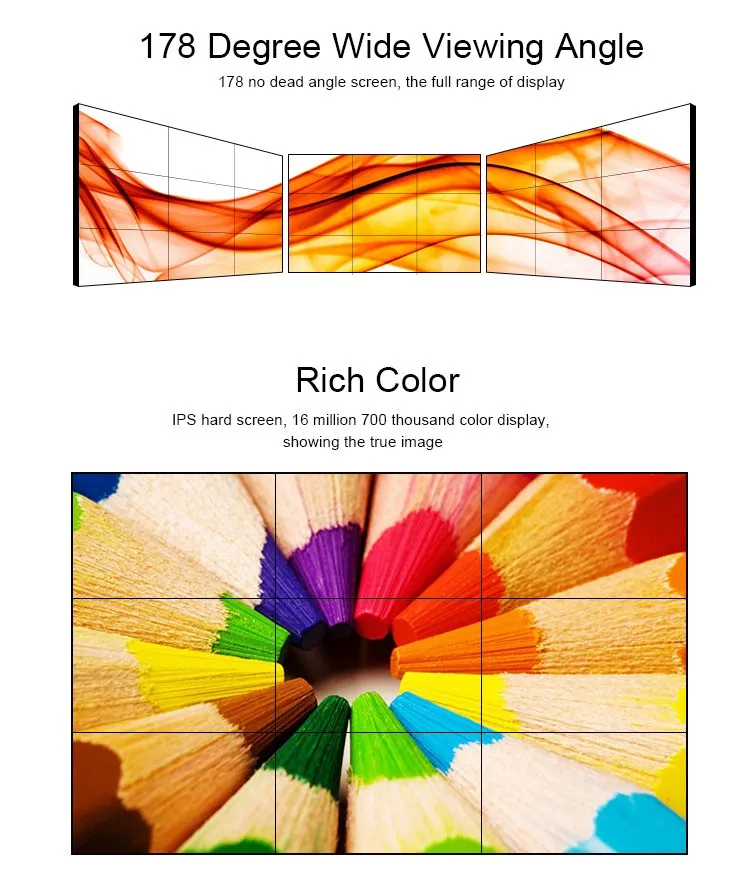 cheap price 4k seamless bezel floorstanding touch screen cctv monitor video wall solution industrial lcd screen