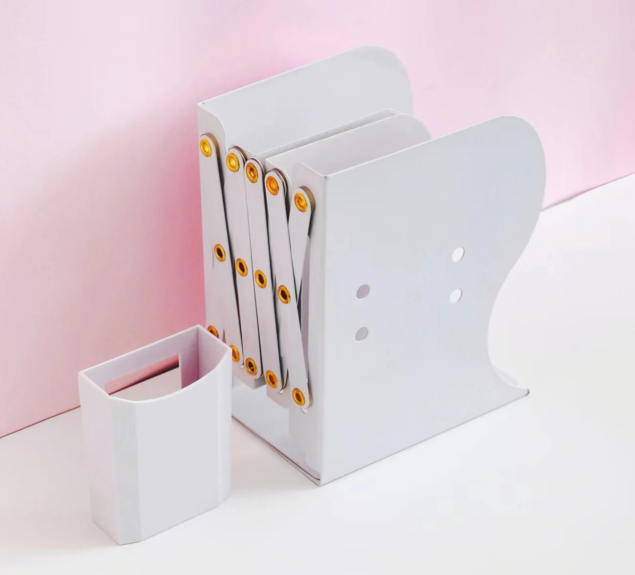 Creative plus size metal book stand retractable belt hanging pen holder large capacity book clip bookshelf