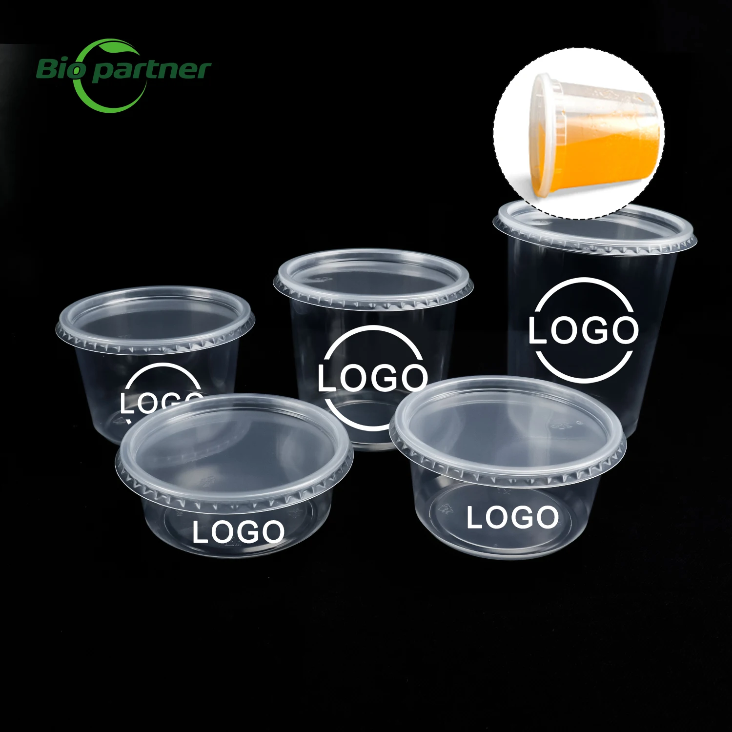 Airtight Round Clear Plastic Soup Cup Disposable Meal Prep Food Storage Containers PP PLA Food Tub Box With Lids