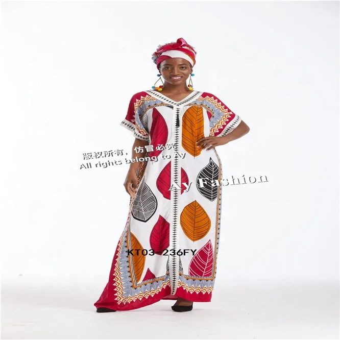 Western African Nigeria Hijab Muslim Cotton Dashiki Robe Dresses