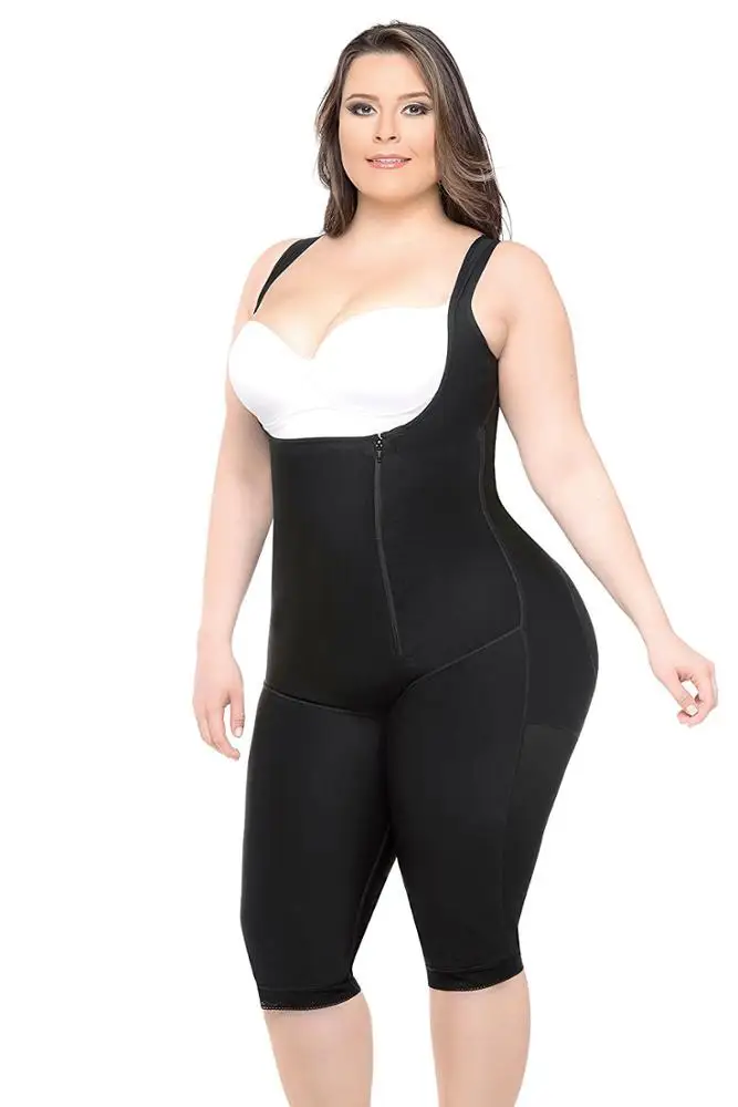 Knee Length Shapewear with open crotch Full body shaper Lingerie crotchless bodysuit