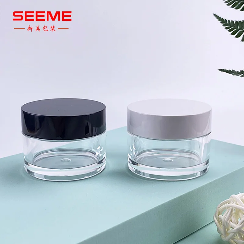 Wholesale 1oz 2oz 4oz 30ml 50ml 60ml 80ml 100ml 120ml empty luxury skin care clear black lid PET plastic cosmetic jar