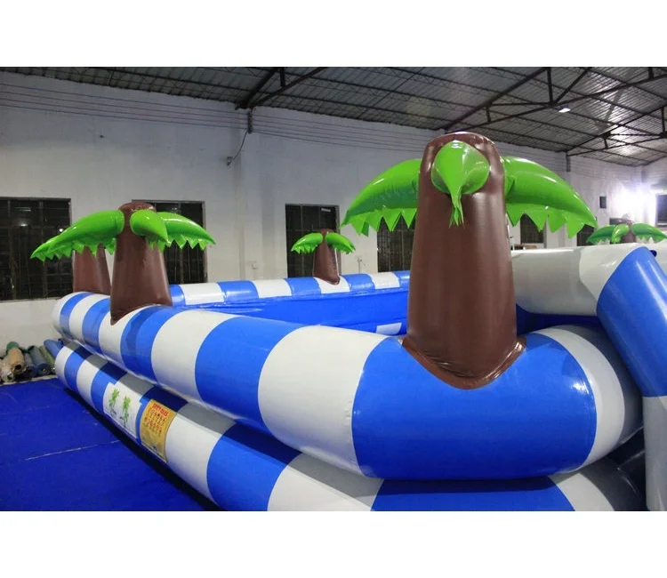 Coconut Tree Inflatable Swimming Pool With Slides Tropical Ocean Theme Inflatable Pool