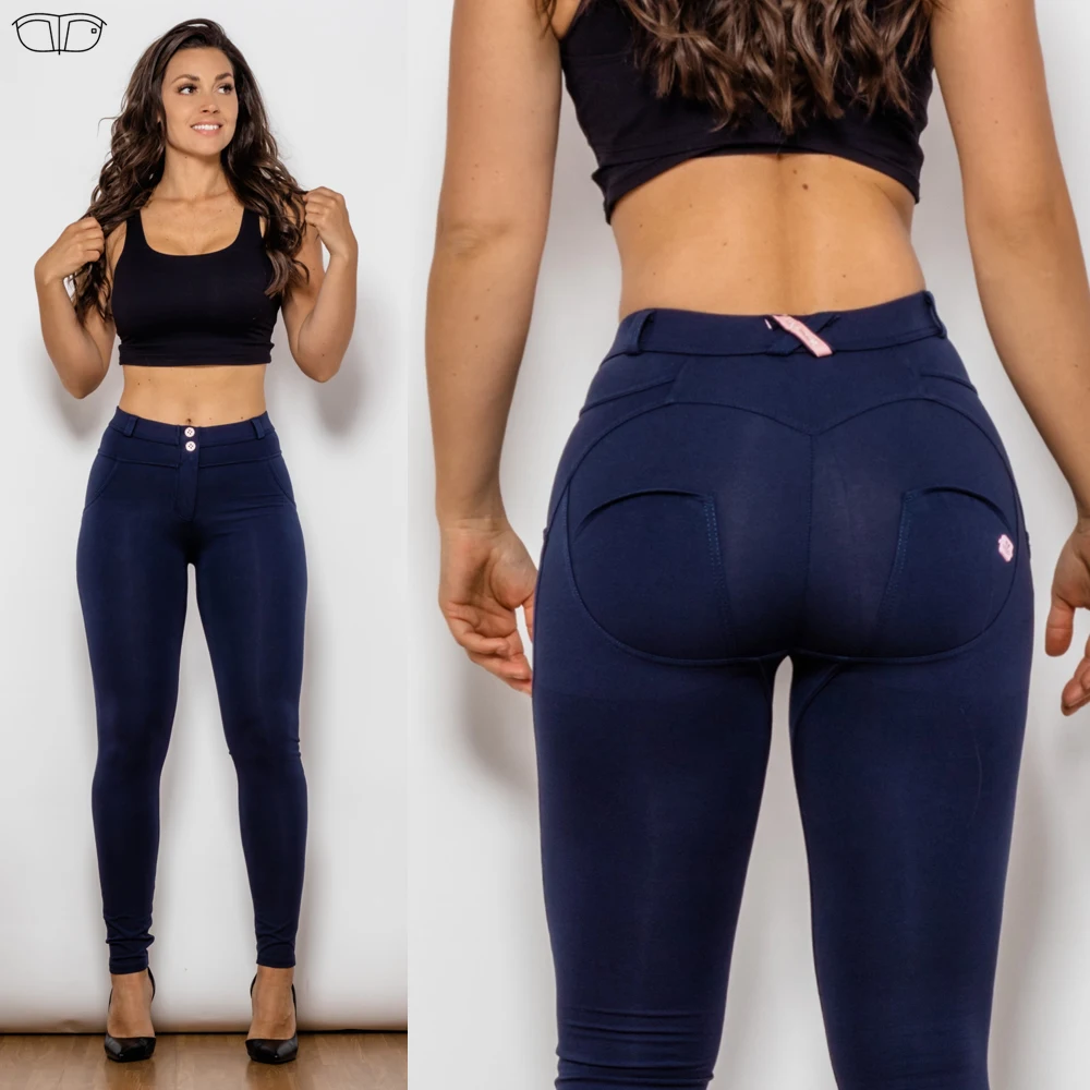 Shascullfites Melody navy blue spandex leggings women push up pants  yoga athletic tights cotton workout leggings
