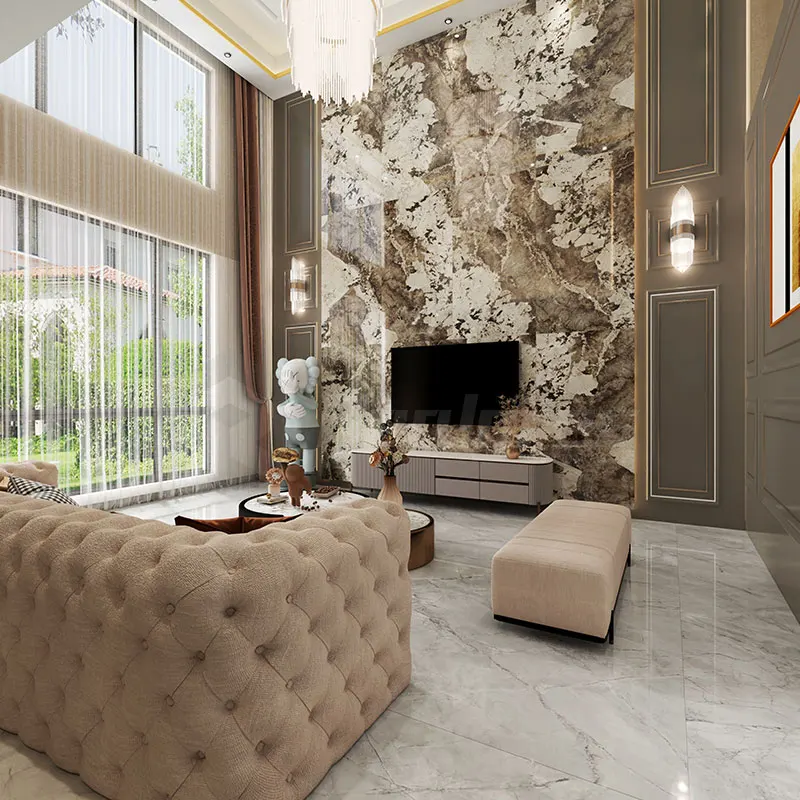 Realgres High Cost 6 Mm Porcelain Polished Glazed Marble Look Tile Porcelain Luxury Tiles For Living Room Wall Or Floor