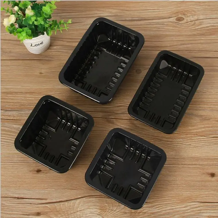 Fresh disposable fruit clear black plastic transparent meat vegetable blister sealable food grade box tray containers