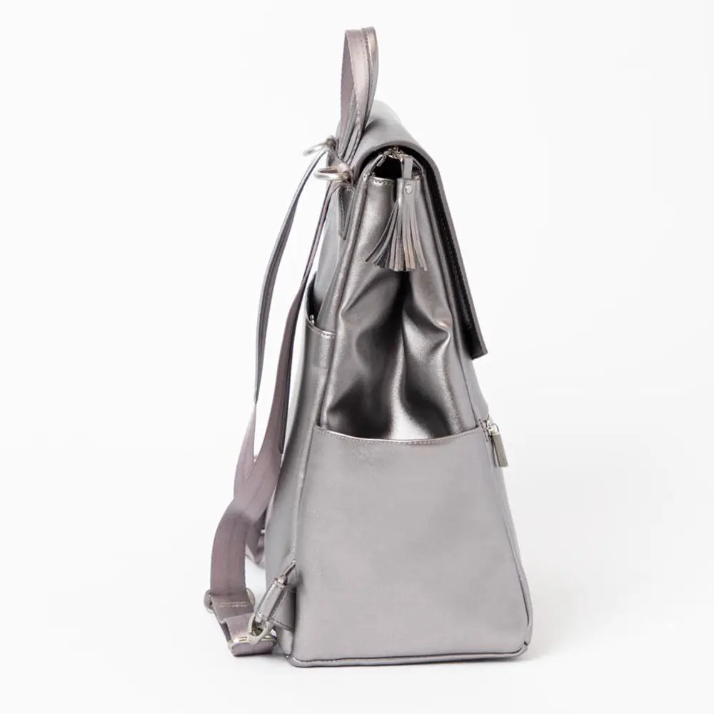 Custom Logo high quality new Vegan Leather Fashion Women Mommy Baby Diaper Nappy Wet Bag Backpack