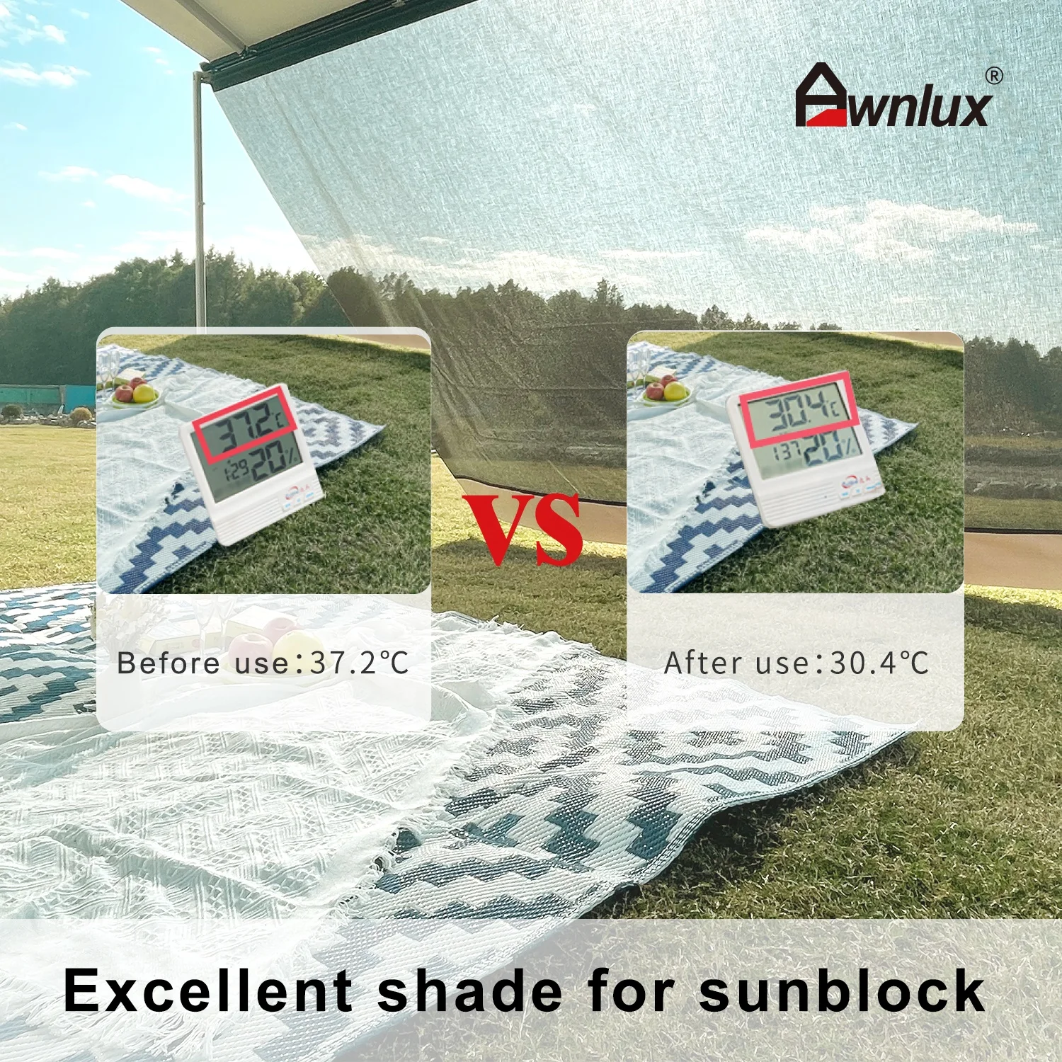 RV Caravan Awning Sunshade Privacy Screen For Camping Trailer UV SUN BLOCKER