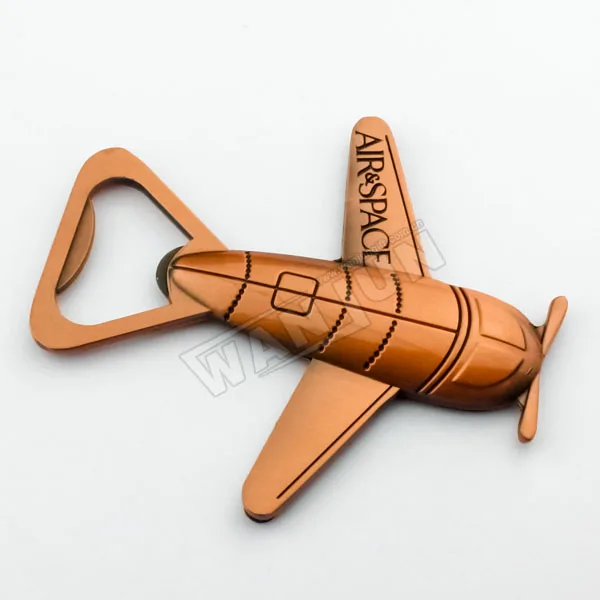 Factory Personalized Openers Custom 3D Plane Copper Metal Airplane Souvenir Bottle Opener wedding Airplane