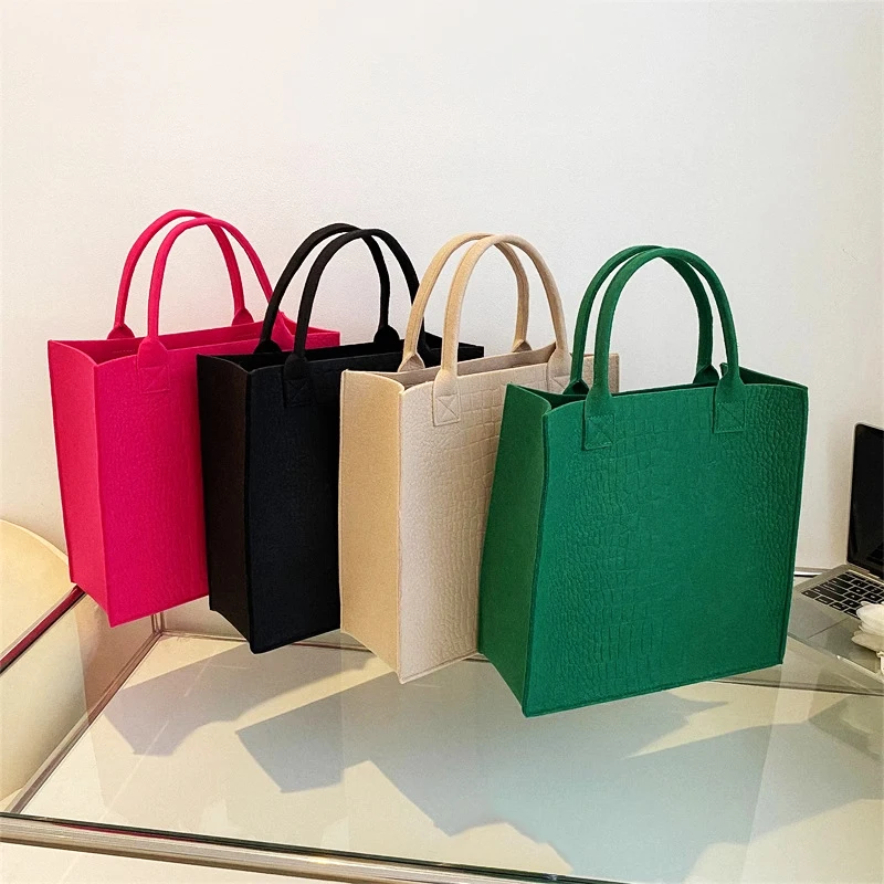 Fashion Crocodile Pattern Vintage Casual Shoulder Bag Business Office Large Capacity Shopping Tote Bag Portable Felt Bag