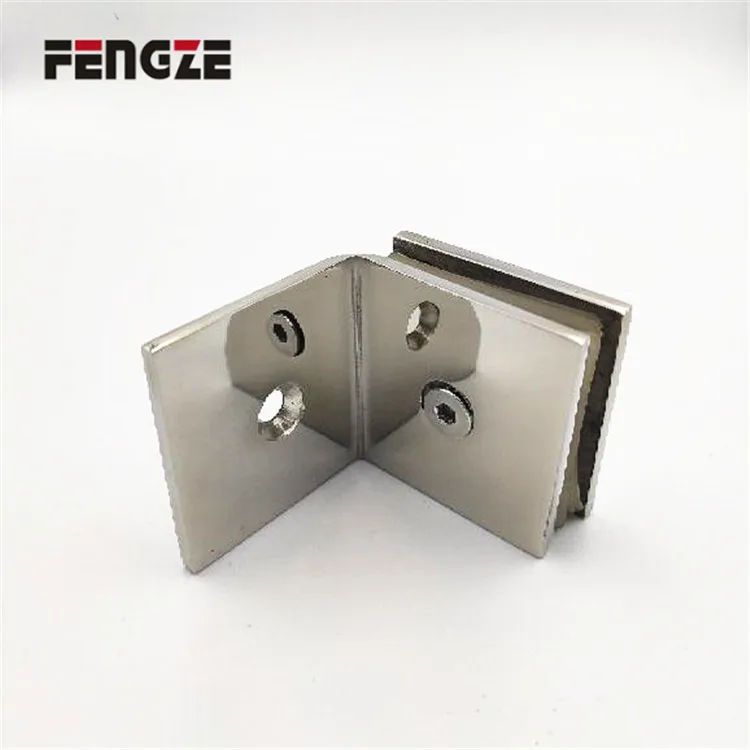Factory Wholesale Bathroom Shower Room Fitting Glass Holder 90 Degree Square Edge Glass Clamp Stainless Steel Clamps
