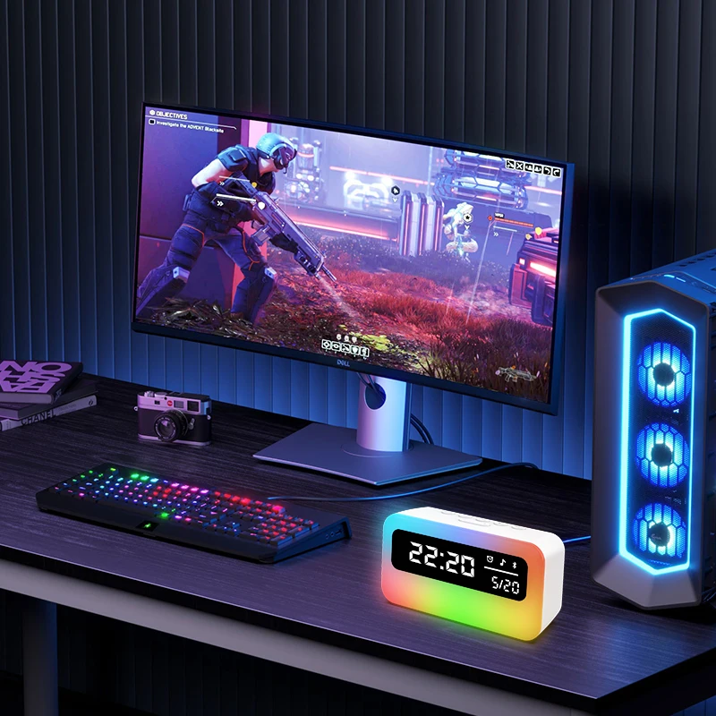 Умная прикроватная настольная лампа RGB ночник будильник с будильником BT-динамиком