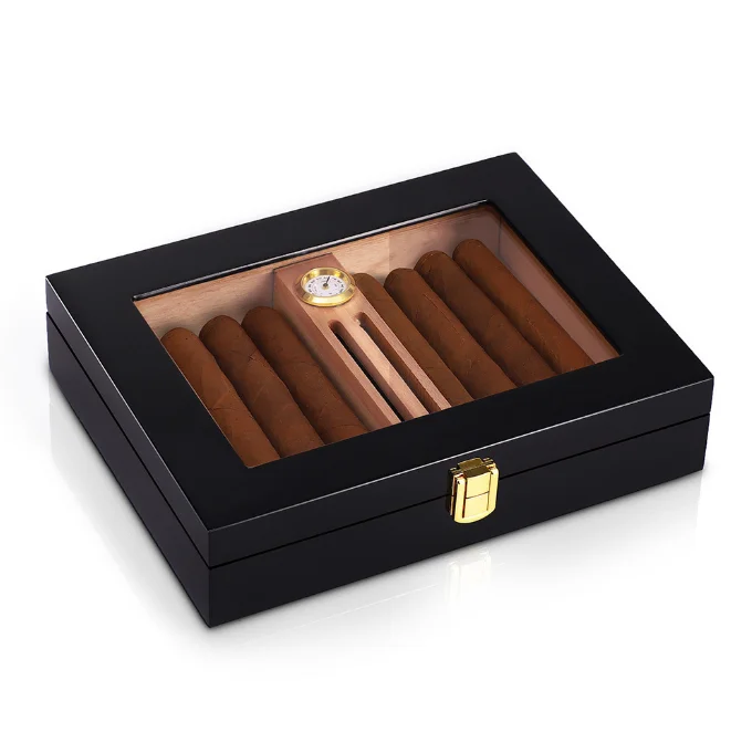 Wholesale Solid Wood Cigar Humidor Box Case Wooden Cigar Humidor