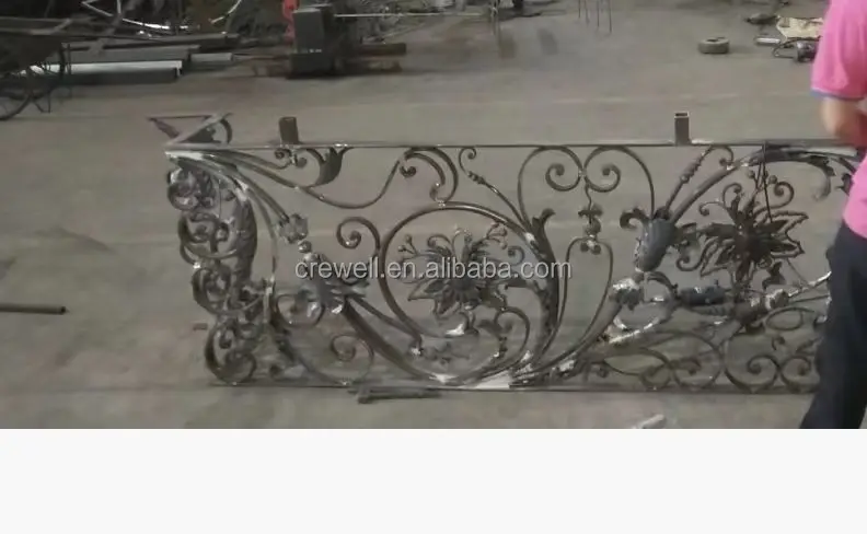 Crewell curved  stair railing  steel fence  railing swivel bracket  custom wrought iron balcony railing designs balcony railings