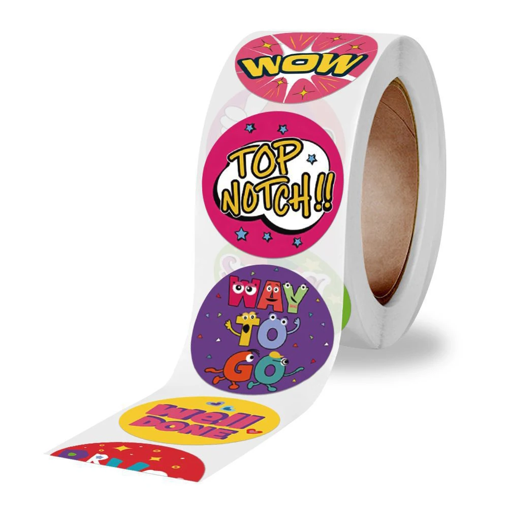 Custom DIY Cartoon Animals Stickers roll Reward Words Stickers for Teachers Encourage Student Kawaii Sticker for Kids Toy
