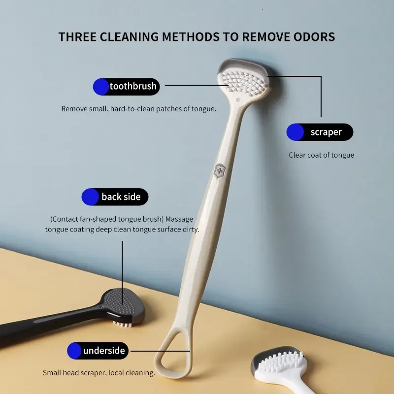 Multifunctional Cheap Tongue Coating Cleaning Brush Food Grade Silicone Tongue cleaner Scraper For Travel Home Use